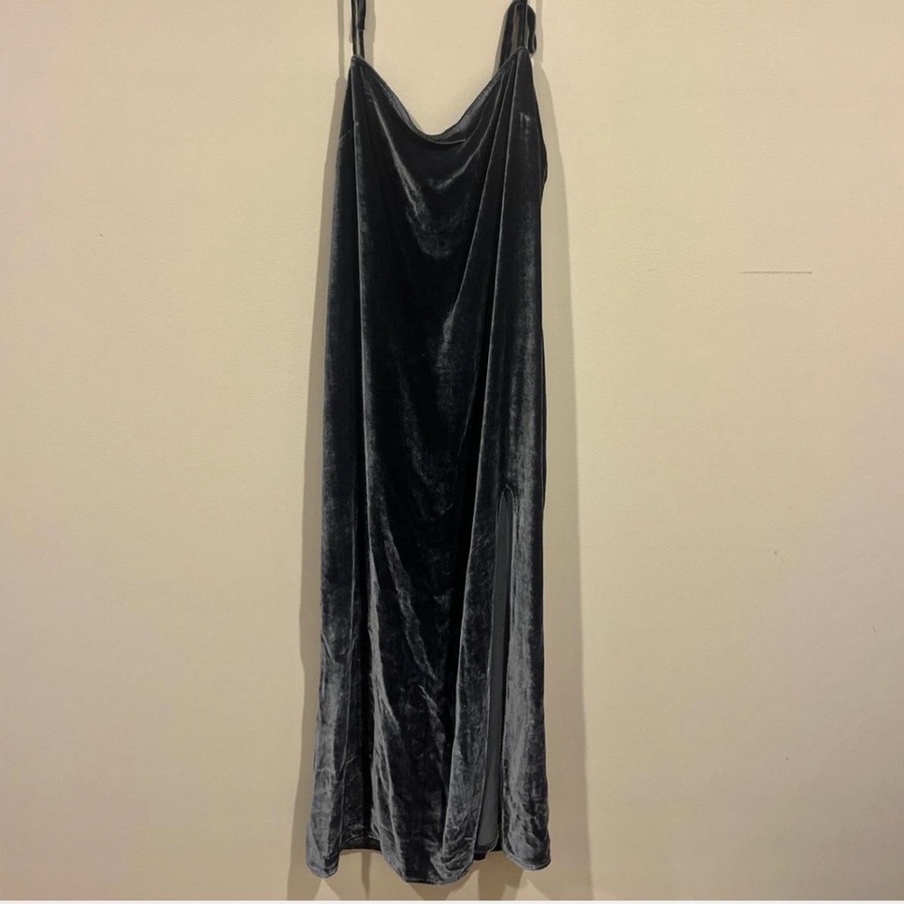 Reformation Gray Velvet Midi Dress